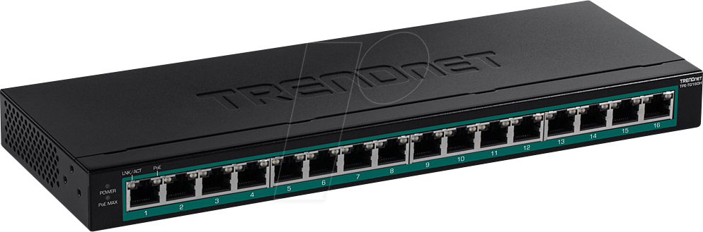 TRN TPE-TG160H - Switch, 16-Port, Gigabit Ethernet, PoE+