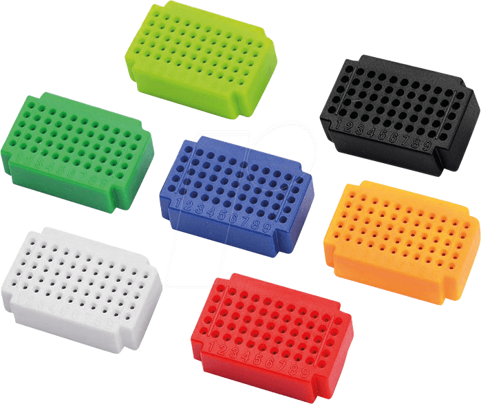 BREADBOARD1 55 - Experimentier-Steckboard, 55 Kontakte, 7er-Set