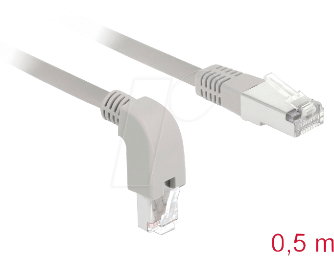 DELOCK 85864 - Patchkabel Cat.6 S/FTP unten gewinkelt/gerade 0,5 m