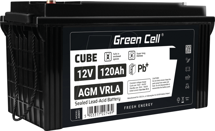 GC AGM31 120AH - Blei-Vlies-Akku, AGM, 12V, 120 Ah