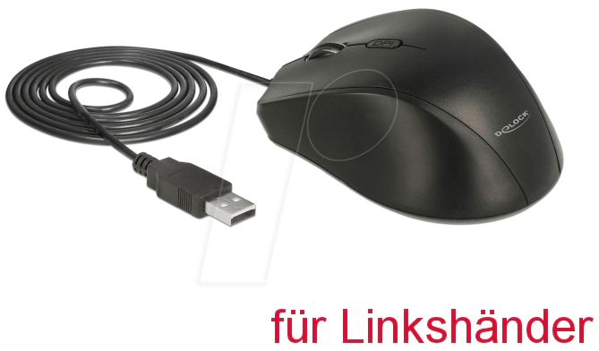 Thumbnail - DELOCK 12548 - Maus (Mouse), Kabel, USB, schwarz