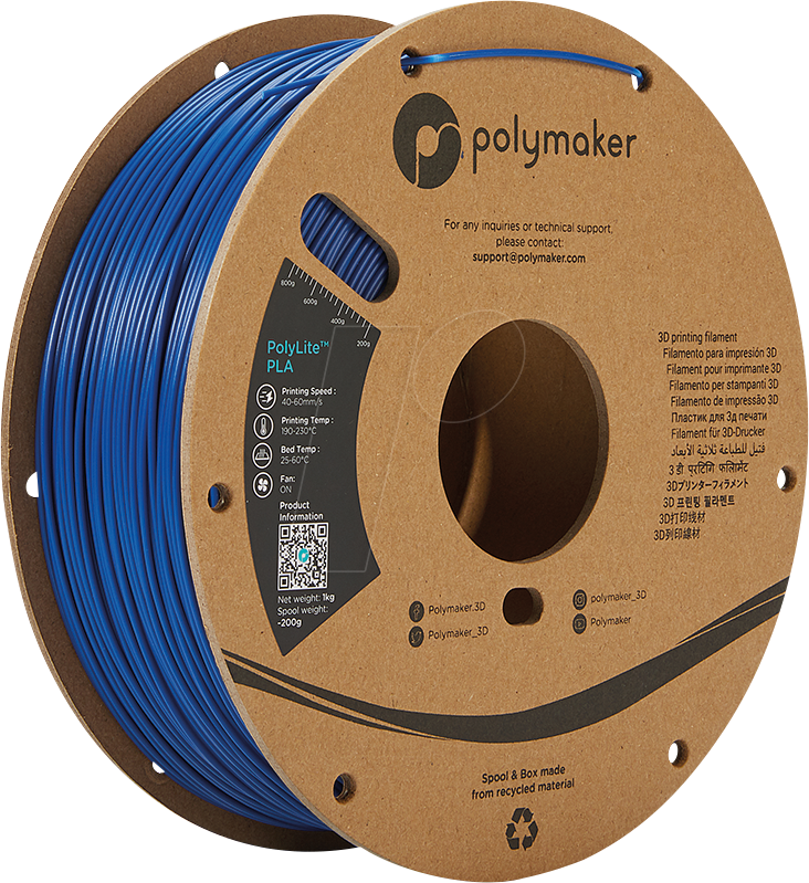 POLYMAKER A02005 - Filament, PolyLite PLA 1,75 mm, 1 kg, blau
