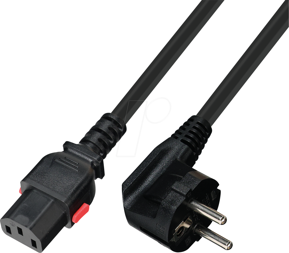 TTL 7102-L-2M - Netzkabel CEE 7/7 auf C13, SelfLock, 2,0 m, schwarz