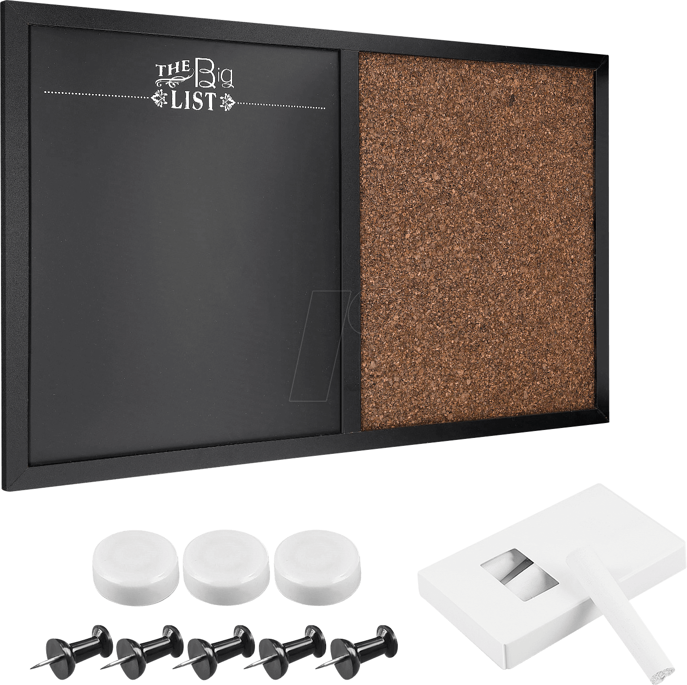 NAVARIS 43226 - Memoboard aus Kreidetafel und Kork-Pinnwand