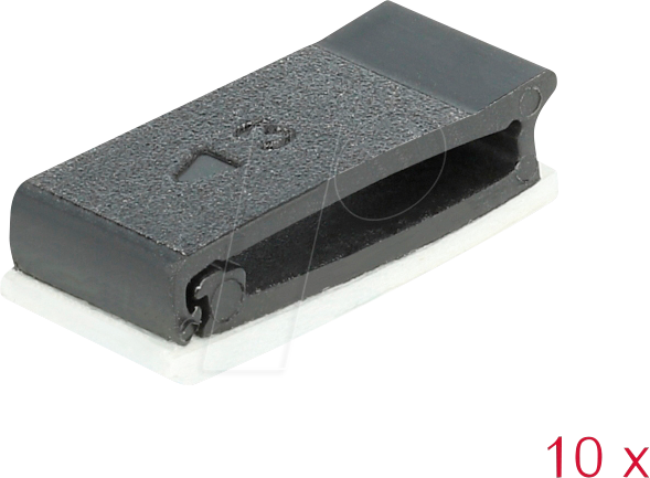 DELOCK 60185 - 10 Kabelhalter mit Verschlussclip, selbstklebend, sw