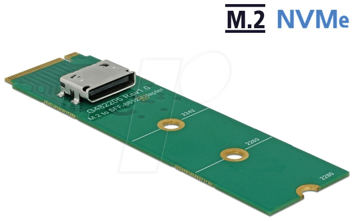 Thumbnail - DELOCK 64040 - M.2 Key M zu 1 x OCuLink SFF-8612 Konverter