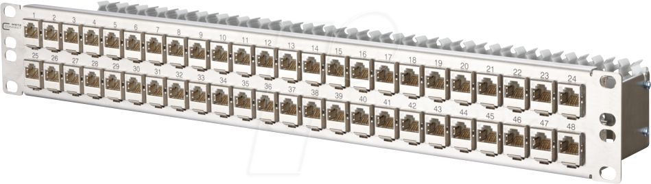 BTR 130924-E - 19 Zoll Modulträger, 1,5HE, 48 Port E-DAT, Edelstahl, Cat.6a