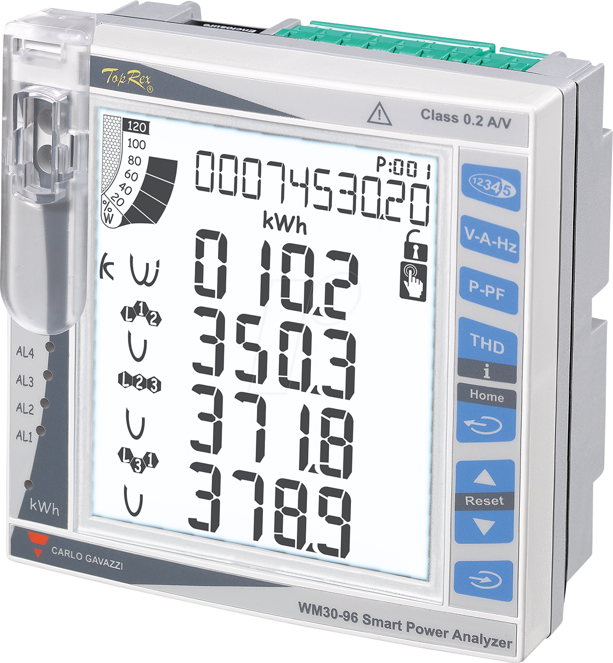 WM30AV53H - Energiezähler WM30, 3 Phasen, LCD Display, 4 Alarme, erweiterbar