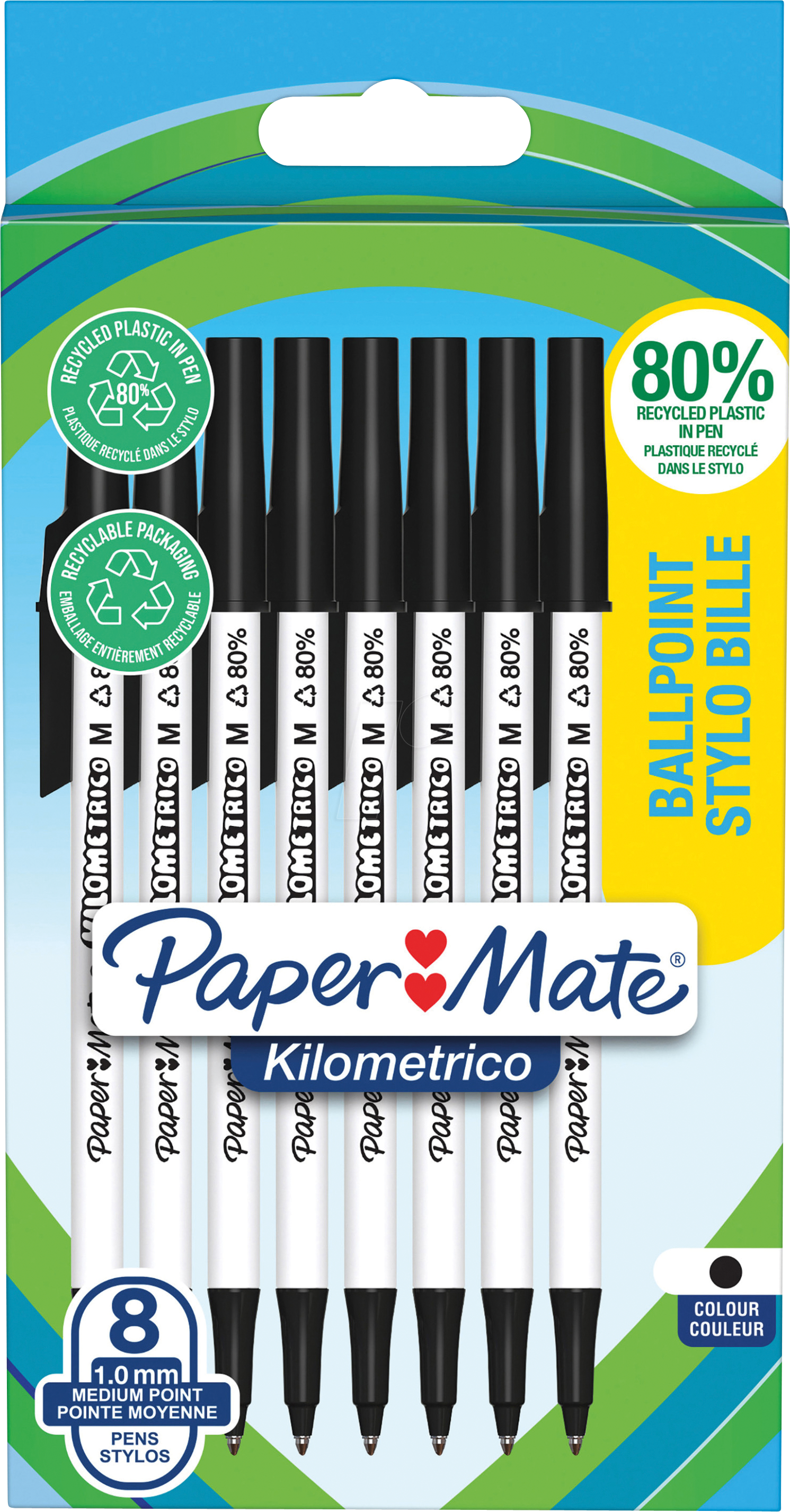 PPM 2187678 - Kugelschreiber, schwarz, M, Kilometrico, 8 Stück