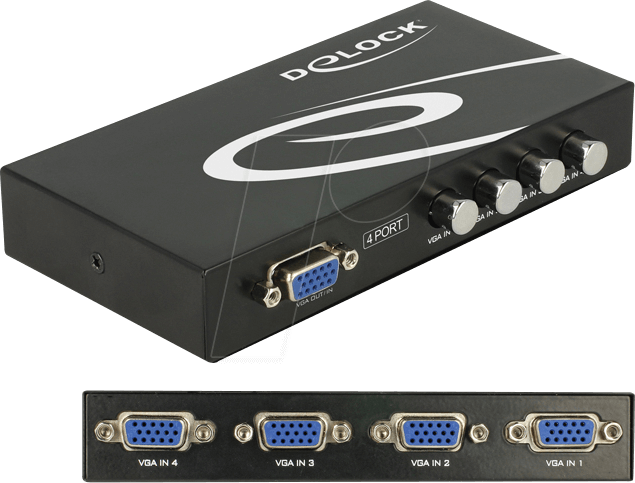 DELOCK 87635 - Switch, 4-Port VGA, manuell bidirektional