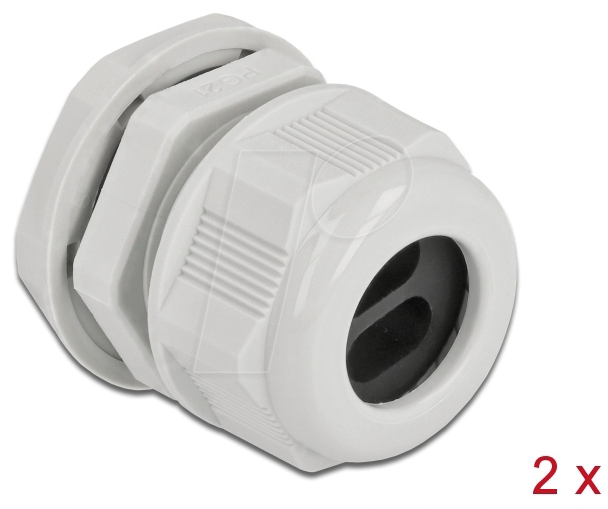 DELOCK 60394 - Kabelverschraubung PG21 für 2x Flachkabel, gr, 2 Stk
