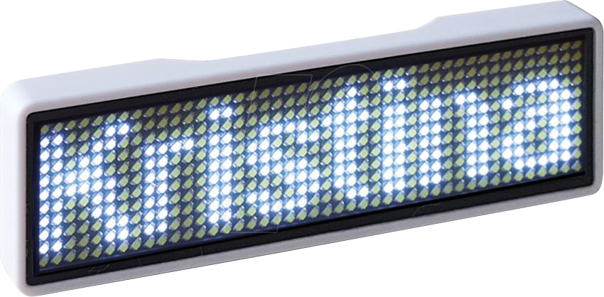 LED NAME UN WS - LED Name Tag, 11x44 Pixel, USB - Rahmen: unifarben - LED: weiß