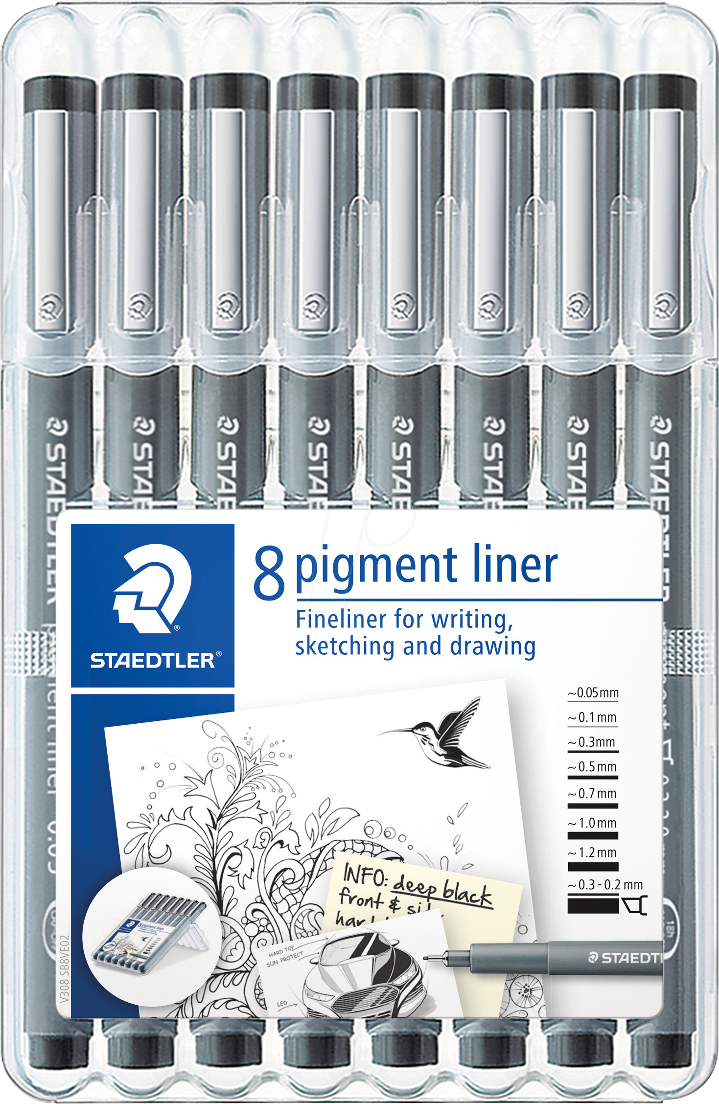 STAEDTLER 308SB8 - Pigmet Liner, mit 8 Strichbreiten