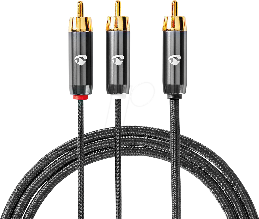 N CATB24000GY30 - Subwoofer Kabel, Cinch Stecker auf 2x Stecker, 3 m