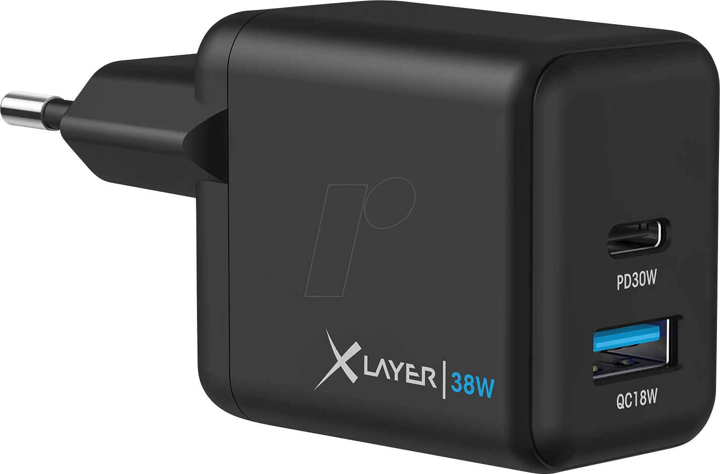 XLAYER 219853 - USB-Ladegerät QC 3.0, 38 W, USB-C/A, schwarz