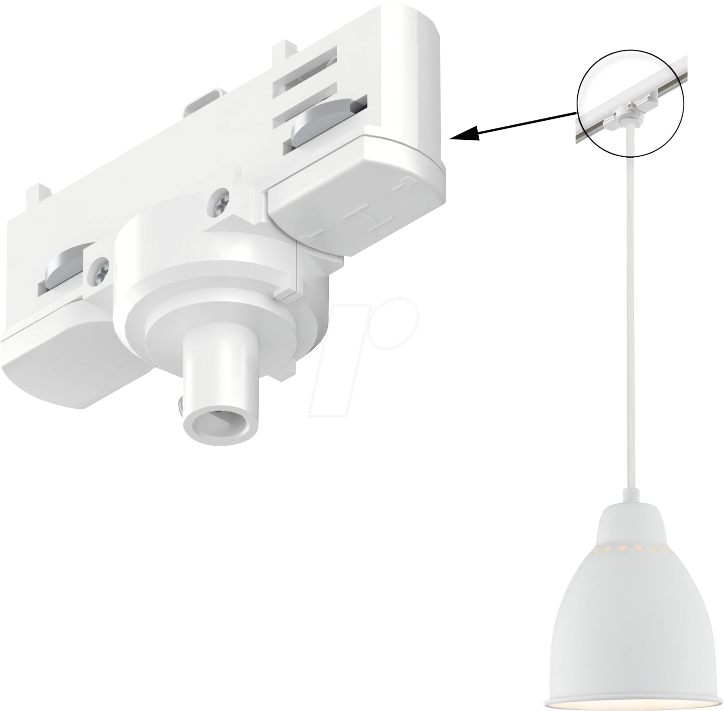 PLM 91386 - ProRail3 Pendeladapter, Universal, max. 1.150 W, weiß