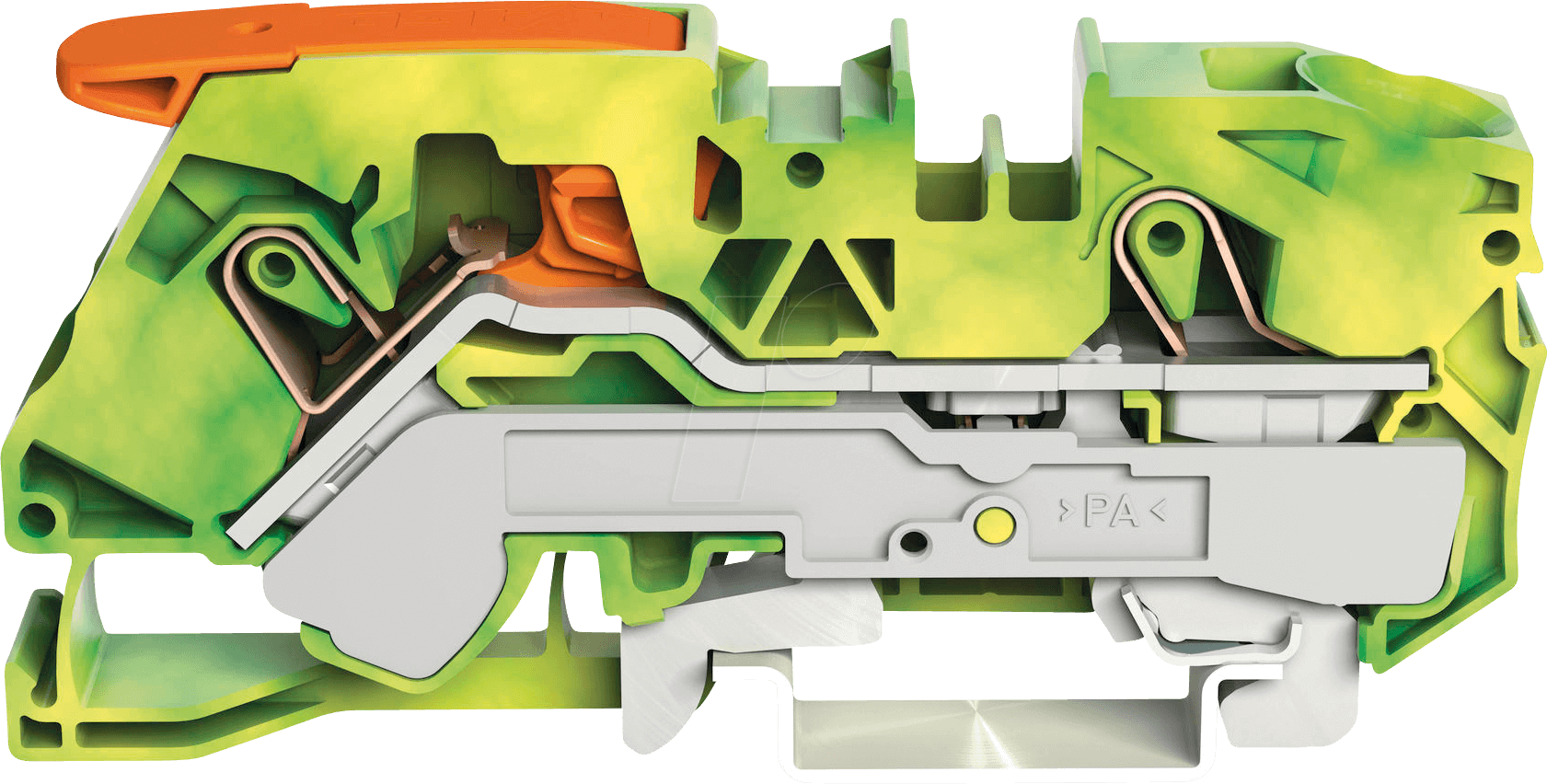 WAGO 2116-1207 - 2-Leiter-Durchgangsklemme, CAGE CLAMP®, 16 mm², grün-gelb