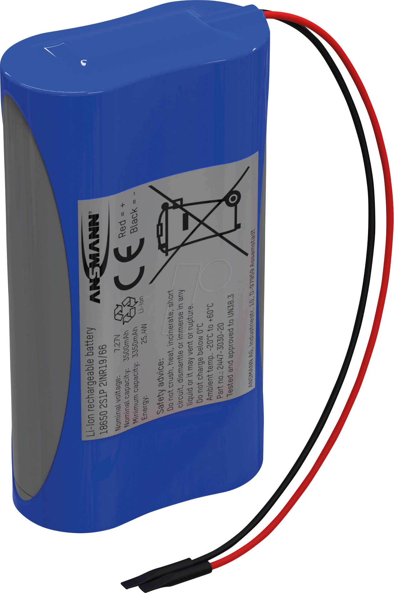 Thumbnail - ANS 2447-3030-20 - Lithium-Ionen Akkupack, 7,27 V, 3500 mAh, 2S1P