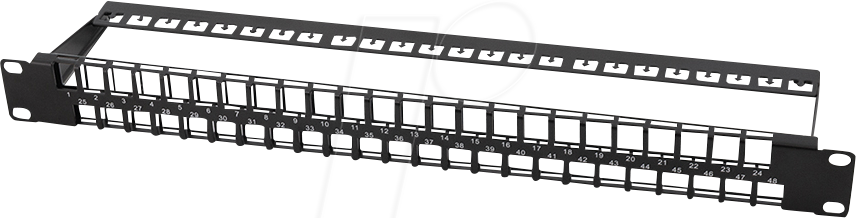 LOGILINK NK4045 - 19'' Keystone Patchpanel, 48-Port, 1 HE, geschirmt, schwarz