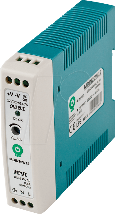 MDIN20W12 - Schaltnetzteil, Hutschiene, 20 W, 12 V, 1,67 A