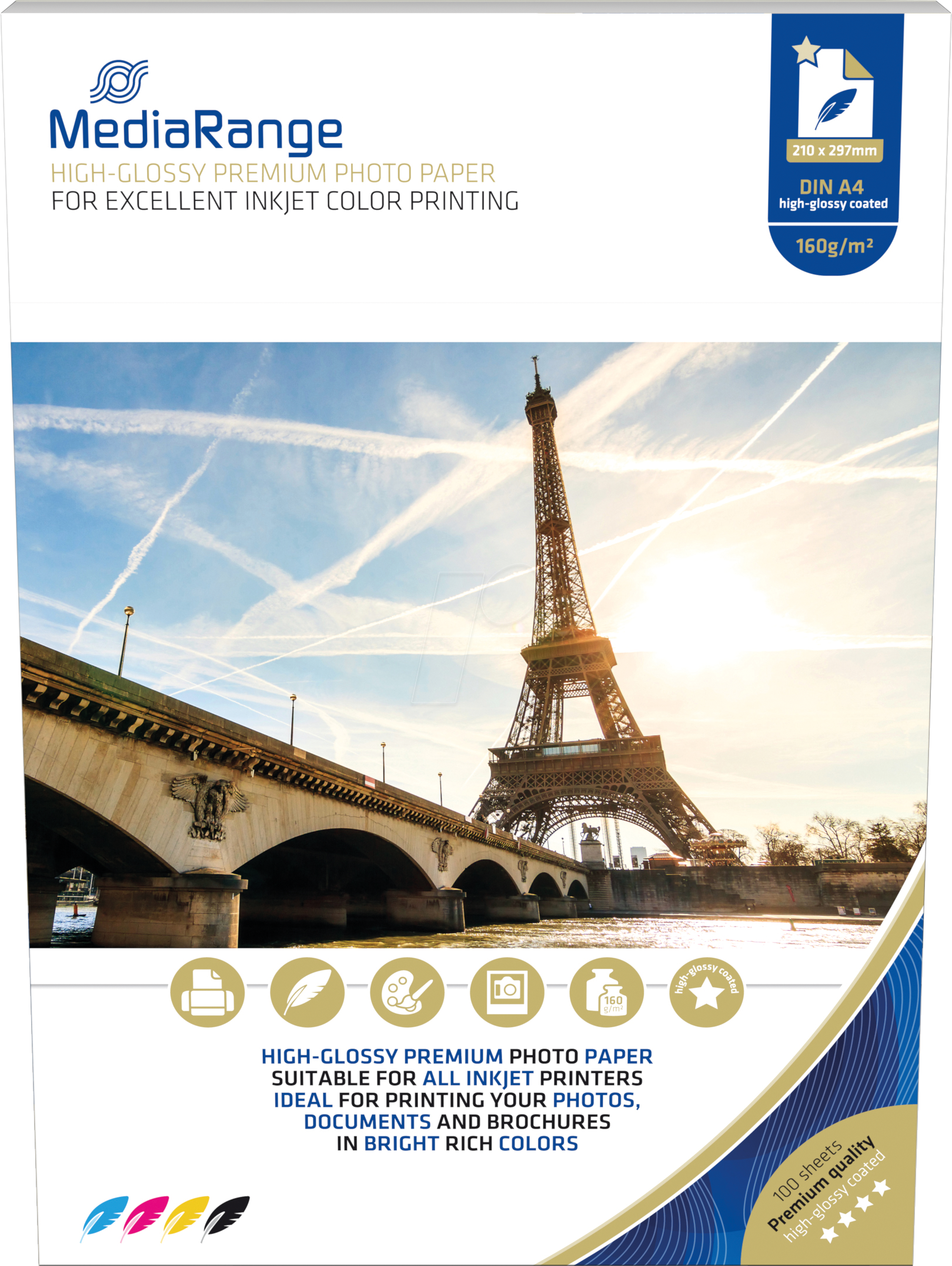 MR INK105 - DIN A4, Inkjet, Fotopapier, glänzend, 160 g/m², 100 Blatt