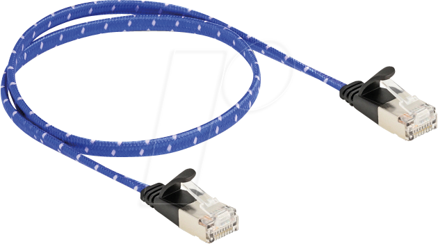 DELOCK 80382 - RJ45 Flachband Netzwerkkabel Cat.6A U/FTP 0,5 m blau