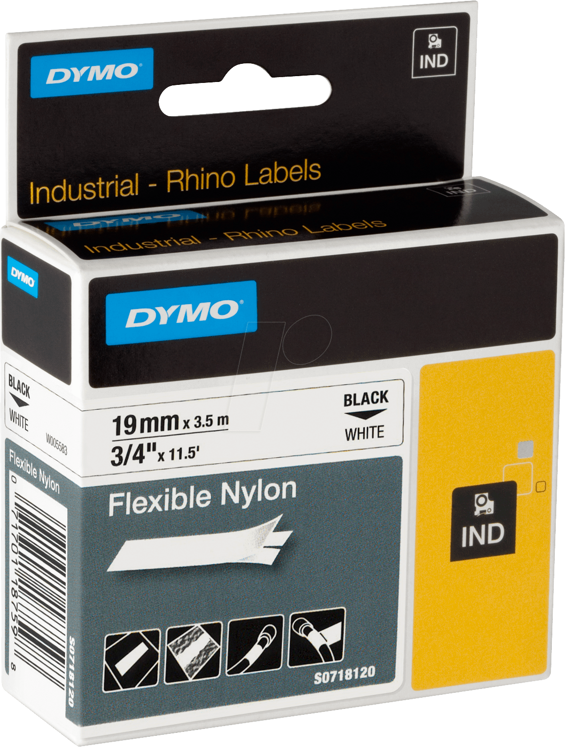 DYMO IND 18489 - DYMO IND Nylon, 19mm, schwarz/weiß
