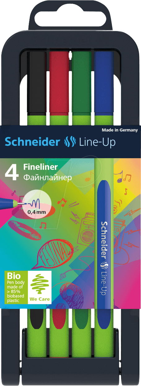 SCHNEIDER 191094 - Line-Up, Fineliner, 0,4 mm, 4-er Set