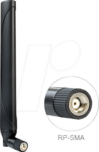 DELOCK 88428 - Antenne, 4G, WLAN, Dualband, RP-SMA-Stecker, Kippgelenk, schwarz