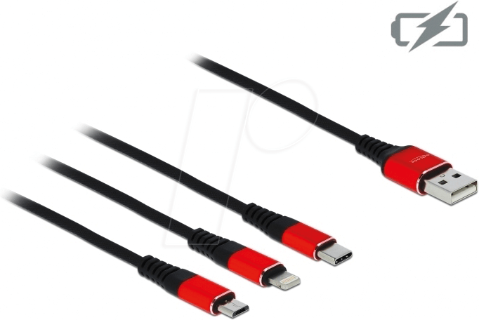 Thumbnail - DELOCK 85892 - Ladekabel 3 in 1 für Lightning™ / Micro USB / USB Type-C™ 100 cm