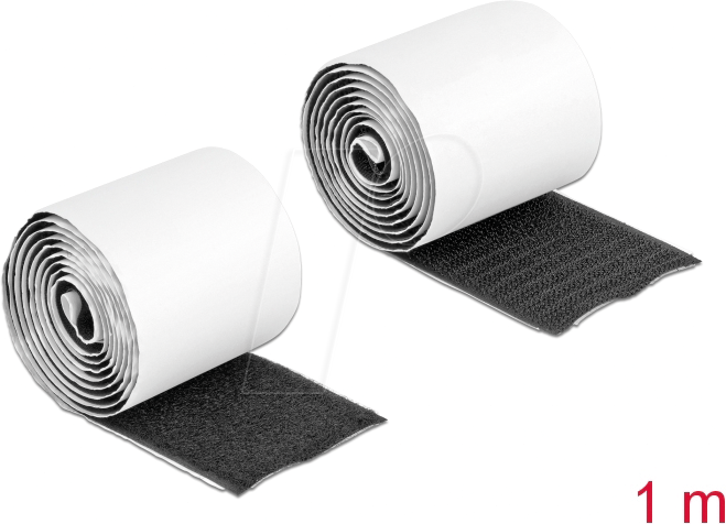DELOCK 19063 - Klettband, selbstklebend, 1 m x B 50 mm, schwarz