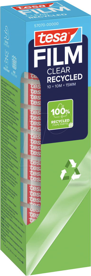 TESA 57070 - tesafilm® CLEAR RECYCLED, 10 m x 15 mm, 10 Rollen