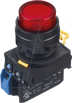 ID YW1LA2E10Q4R - Beleuchteter Einbautaster YW, 22 mm , 1 NO, schwarz