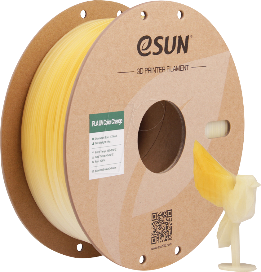 ESUN 72215573 - Filament, PLA-UV, 1,75 mm, gelb, 1 kg