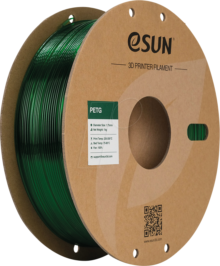 ESUN 72263062 - Filament, PETG, 1,75 mm, durchscheinendes grün, 1 kg
