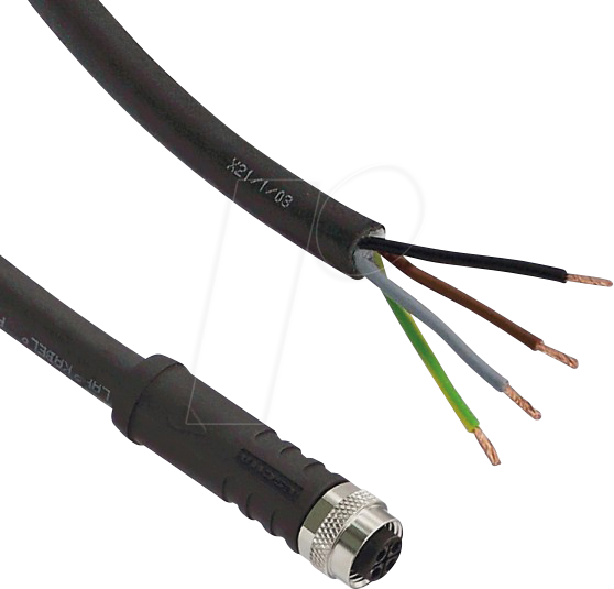 L2W 200100-14 - Sensor Kabel, 5 m, offen/M12 Buchse, S-kodiert, für 230V