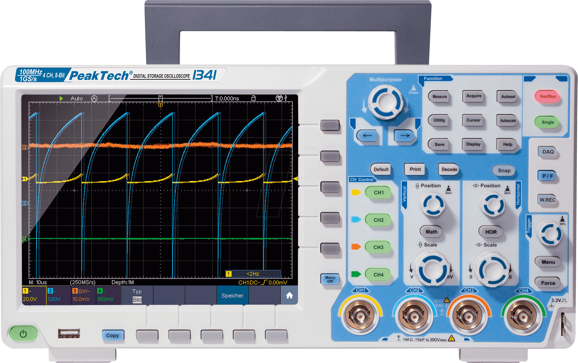 PEAKTECH 1341 - Digital-Speicher-Oszilloskop, 100 MHz, 4 Kanäle