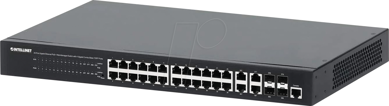 INT 561426 - Switch, 28-Port, Gigabit Ethernet, RJ45/SFP, PoE+