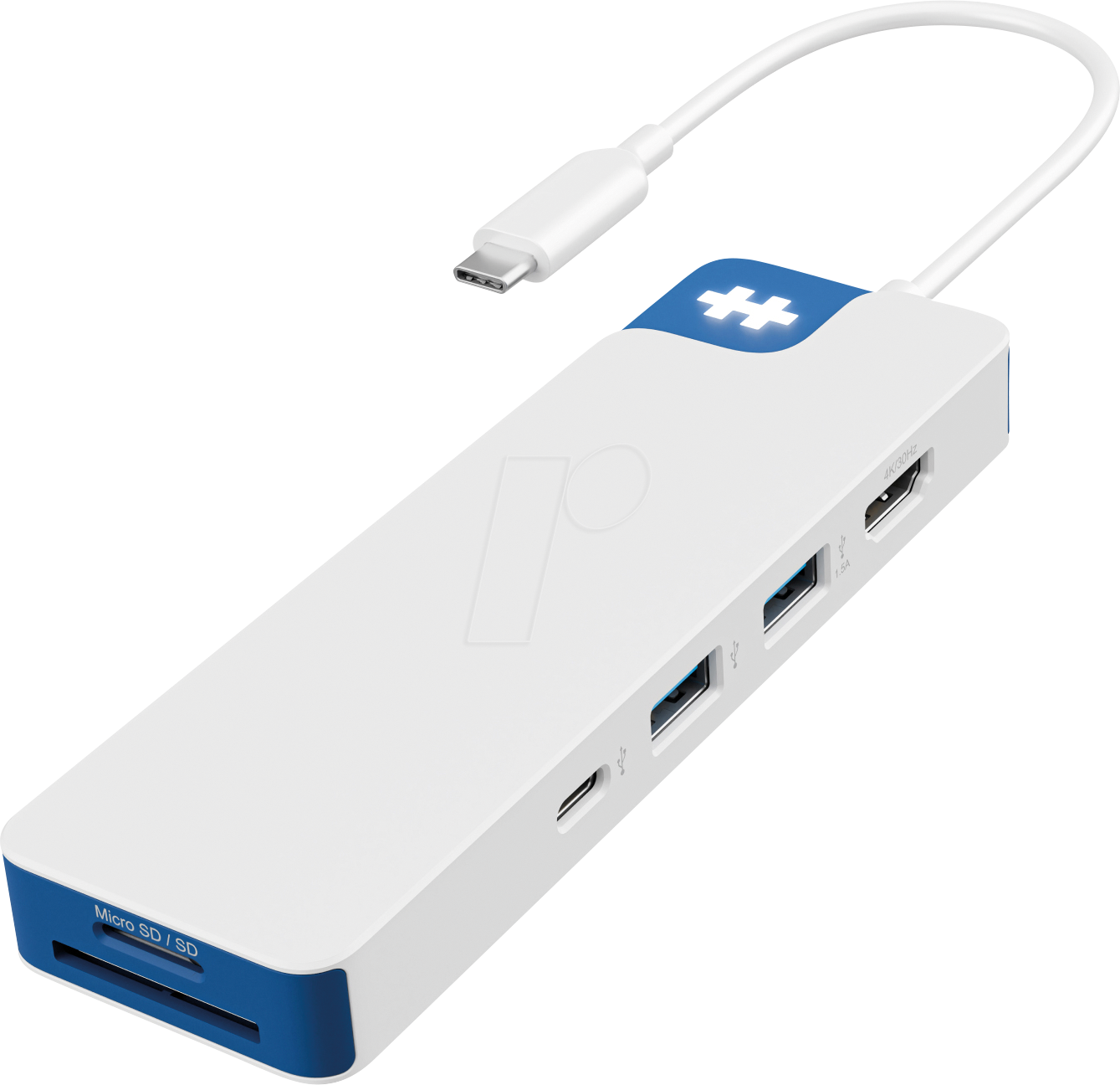 HYPER HD4102 BL - PortReplicator/Dockingstation, USB-C, 8 Port, blau