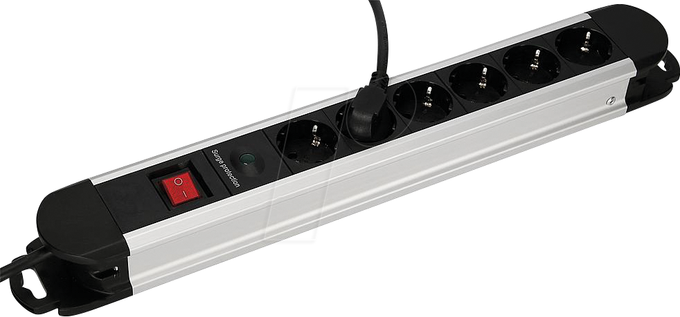 EGB GABKS06 - Steckdosenleiste, 6-fach, Alu, Ü-Schutz, mit Schalter, 1,4 m