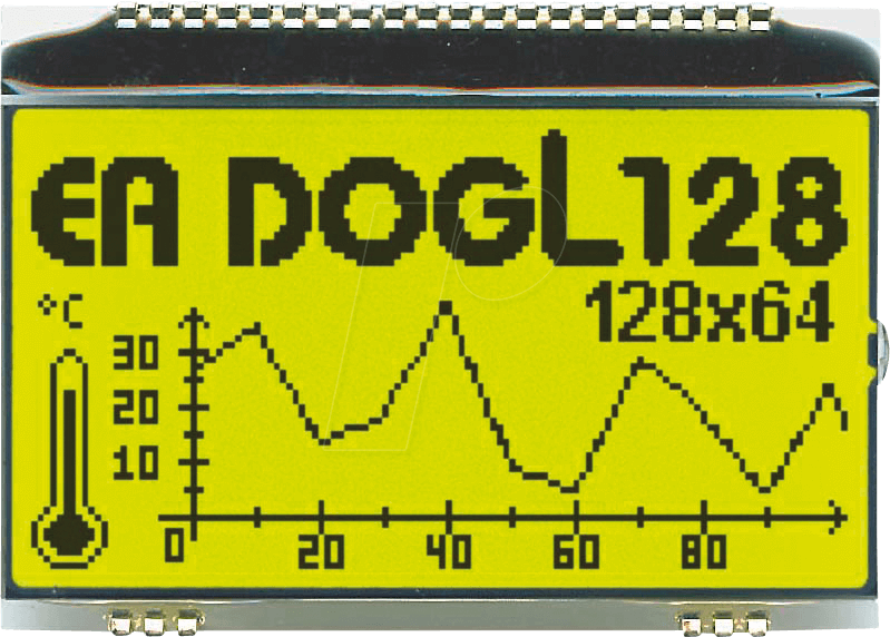 EA DOGL128E-6 - LCD-Grafikmodul, 60,8 x 32,9 mm, gelb / grün