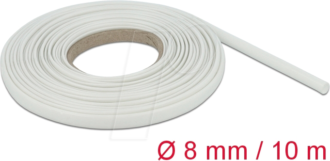 DELOCK 18933 - Schutzschlauch, Glasfasergeflecht, 10 m x 8 mm, weiß
