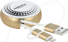 DELOCK 85820 - Sync+Charge, USB A -> micro-B + Lightning, 0,92m, aufroll, gold