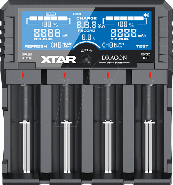 XTAR DRAGON VP4 - Ladegerät, 12 V 3 A, KFZ Adapter