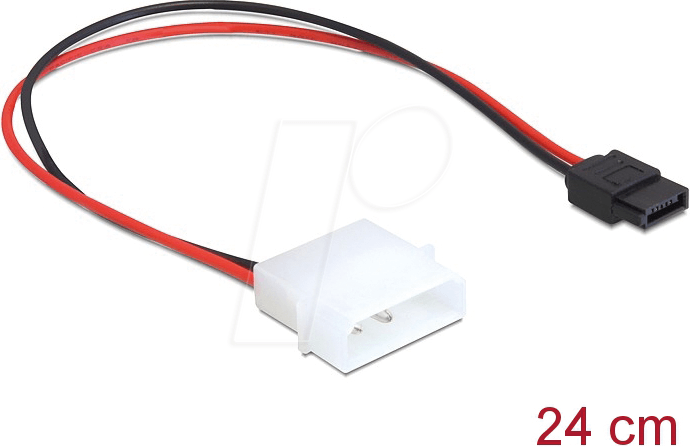 DELOCK 82913 - Kabel Power Molex 4 Pin Stecker > SATA 6 Pin Buchse 24,5 cm