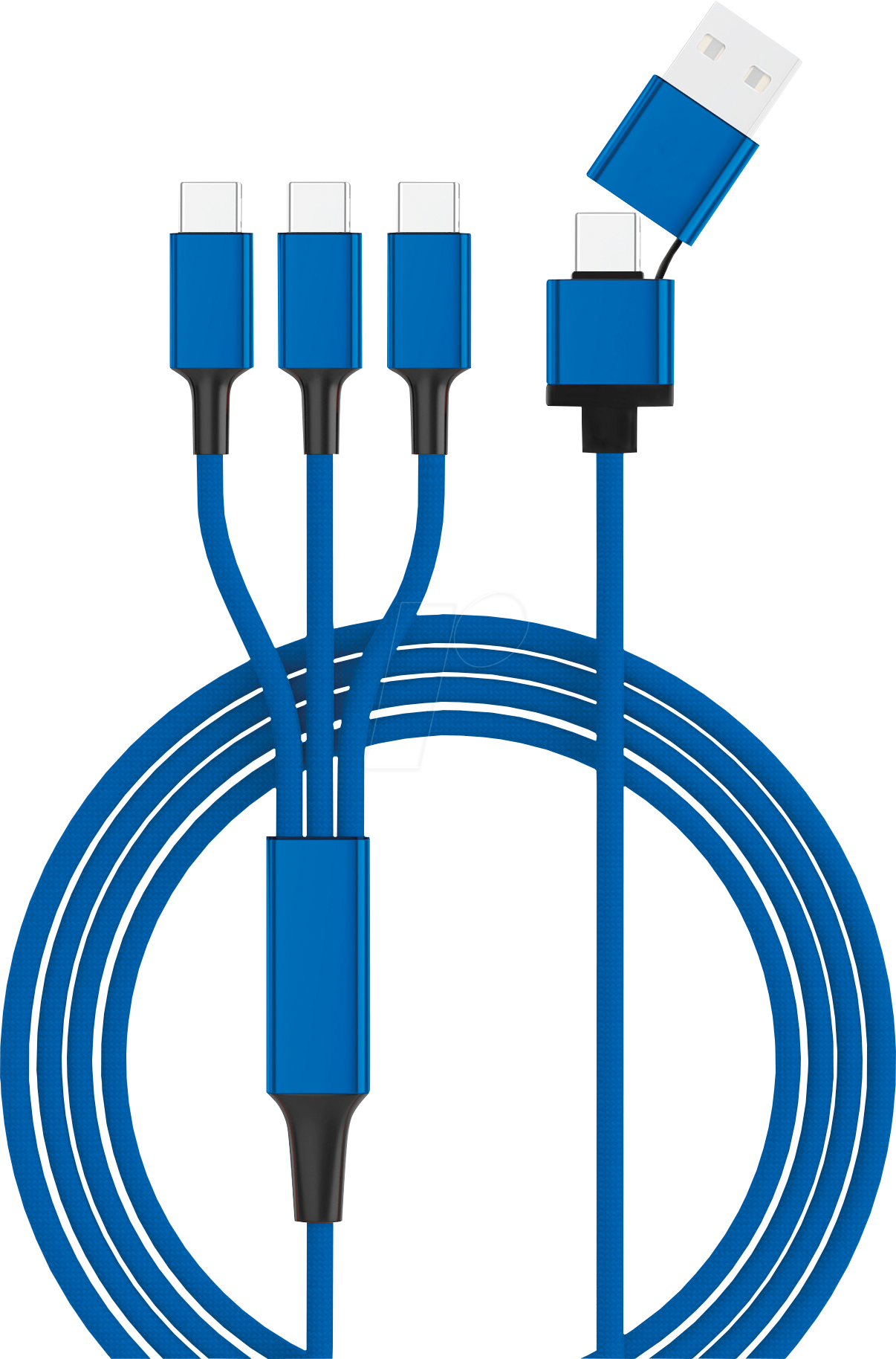HYDRA TRIO-C - Ladekabel, USB/USB-C -> 3x Type C, blau