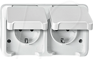 EL ME 23208019 - Aquastar, Steckdose, 2-fach, waagerecht, polarweiß