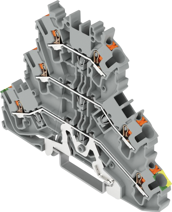 WAGO 2202-3227 - Dreistock-Durchgangsklemme, Ø 0,25 - 2,5 mm, PE/L/L