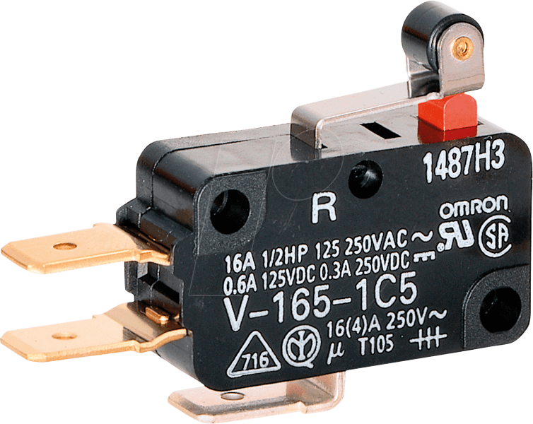 V-165-1C5 - Mikroschalter, 1x NO, Rollenhebel kurz