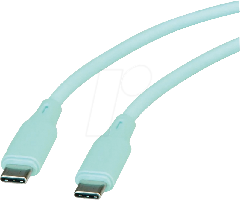 Thumbnail - ROLINE 11029125 - USB 2.0 Kabel, C Stecker auf C Stecker, Silikon, 60W, grün, 1 m